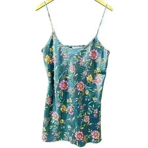 VINTAGE PRIVATE LUXURIES 90s Y2K Floral Print Silky Mini Slip Dress Women Med